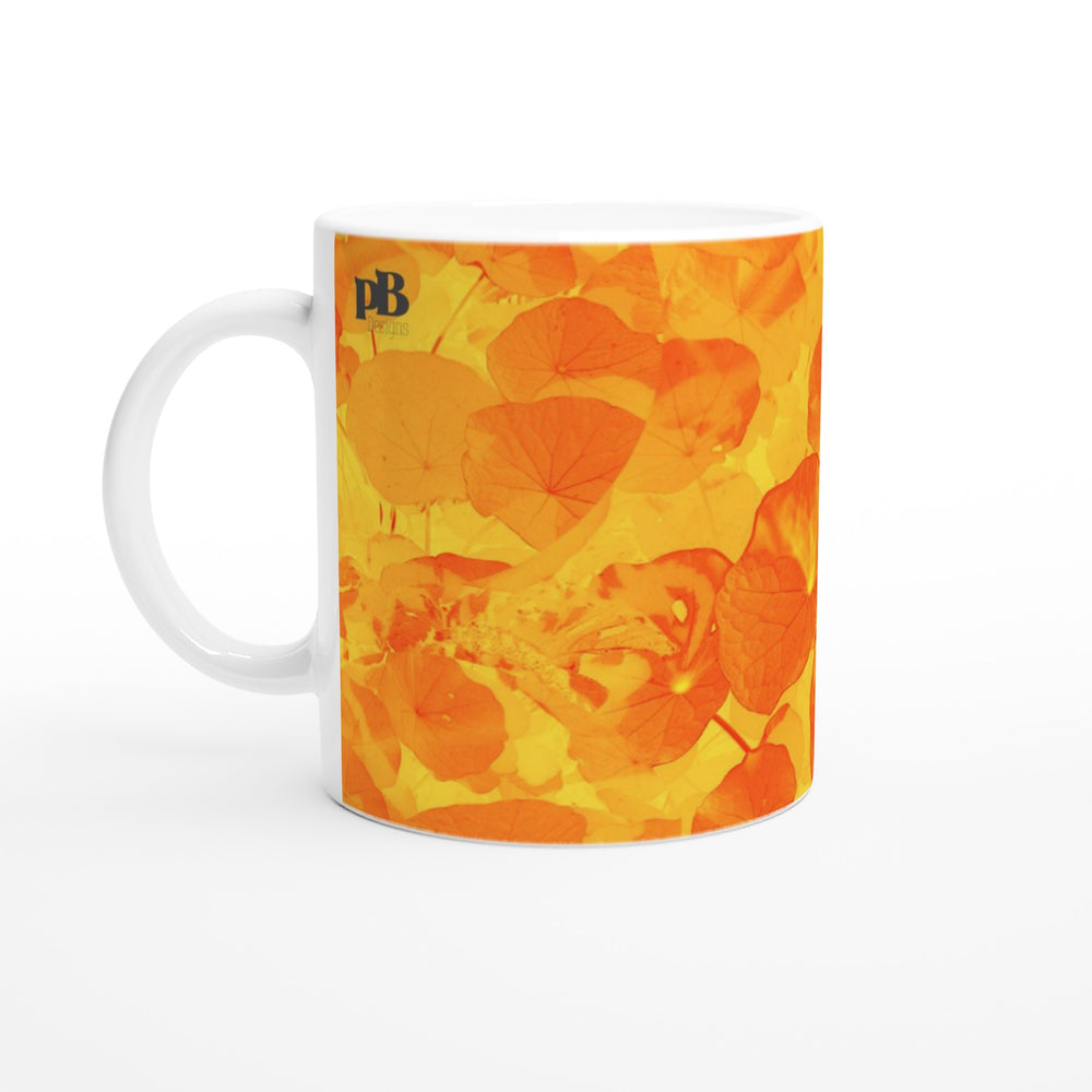CAPUCINES 12 RED-GOLD_White 11oz (32 cl) Ceramic Mug_Tasse en céramique