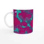 CAPUCINES 13 RASPBERRY-TEAL_White 11oz (32 cl) Ceramic Mug_Tasse en céramique