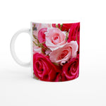 FLOWERS 07_RED-PINK ROSES_11oz (32 cl) Ceramic Mug_Tasse en céramique