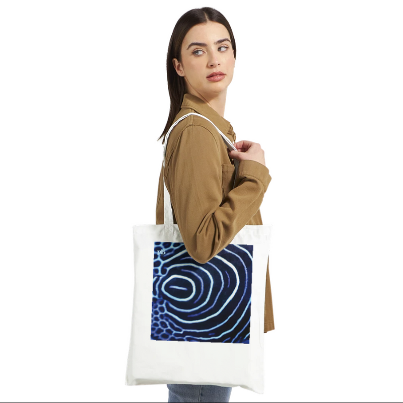 FISHES 12_BLUE EMPEROR ANGELFISH _Classic Tote Bag WHITE_Bolsa tote BLANCO