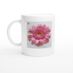 FLOWERS 15_ZINNIA SINGLE PINK_White 11oz (32 cl) Ceramic Mug_Tasse en céramique