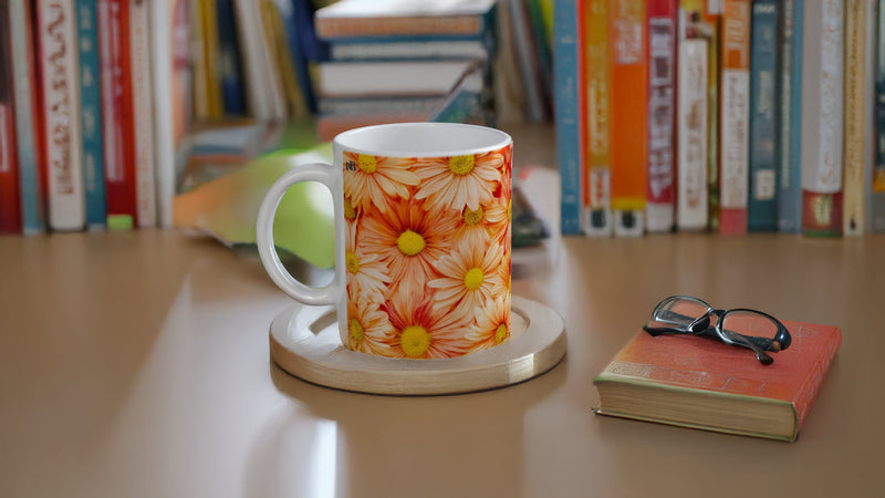 FLOWERS 04_ORANGE GERBERAS_11oz (32 cl) Ceramic Mug
