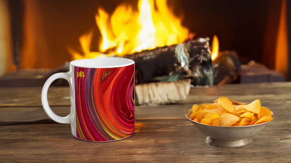 BIG SWIRL 02 RED-OLIVE_11oz (32 cl) Ceramic Mug - PBDesigns
