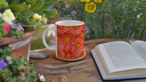 FLOWERS 05_DARK ORANGE GERBERAS_11oz (32 cl) Ceramic Mug - PBDesigns