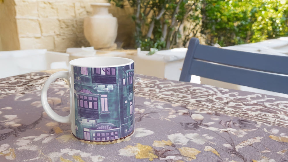 MALTA BALCONIES 05 PALE GREY_11oz (32 cl) Ceramic Mug - PBDesigns