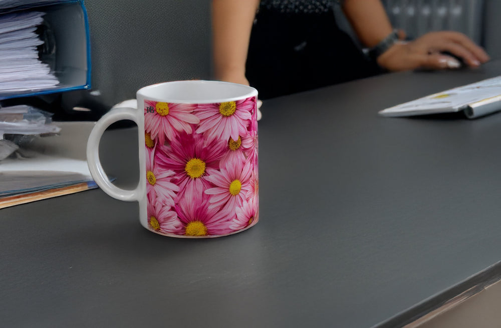 FLOWERS 01_PINK GERBERAS_11oz (32 cl) Ceramic Mug - PBDesigns
