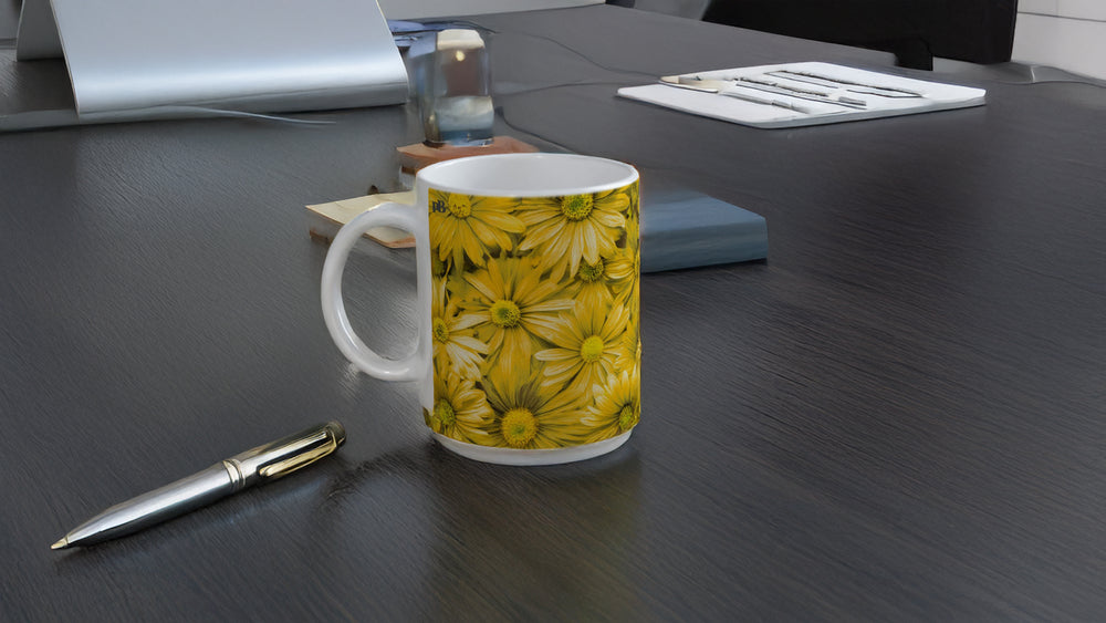 FLOWERS 03_YELLOW GERBERAS_11oz (32 cl) Ceramic Mug - PBDesigns