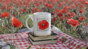 FLOWERS 18_POPPY SINGLE_11oz (32 cl) Ceramic Mug - PBDesigns