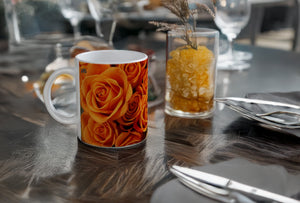 FLOWERS 08_ORANGE ROSES_11oz (32 cl) Ceramic Mug - PBDesigns