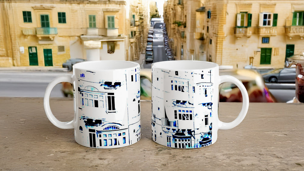 MALTA BALCONIES 20 XRAY BLUE_White 11oz (32 cl) Ceramic Mug - PBDesigns