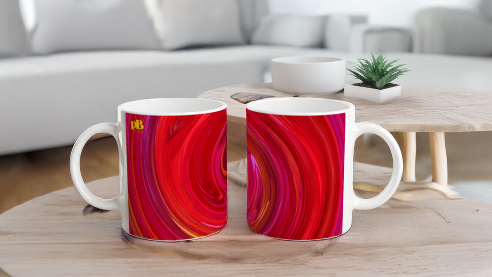 BIG SWIRL 01 RED_11oz (32 cl) Ceramic Mug - PBDesigns