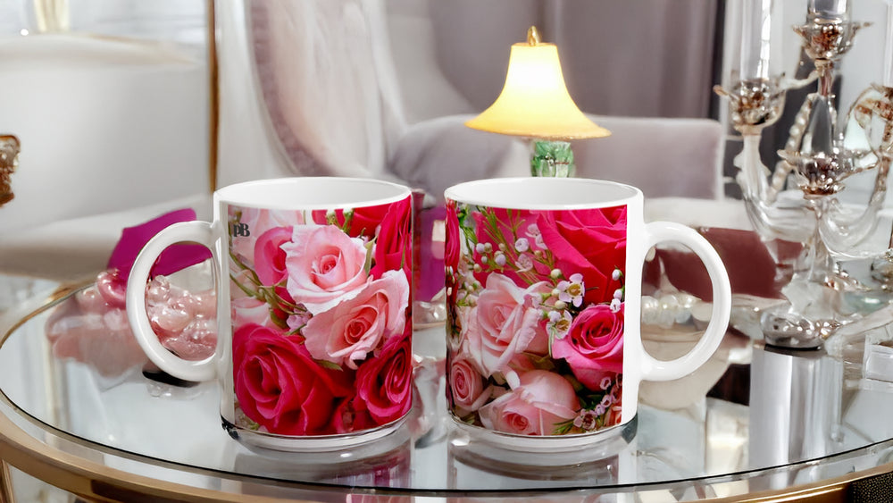FLOWERS 07_RED-PINK ROSES_11oz (32 cl) Ceramic Mug - PBDesigns