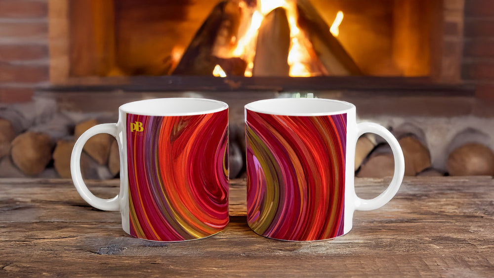 BIG SWIRL 02 RED-OLIVE_11oz (32 cl) Ceramic Mug - PBDesigns