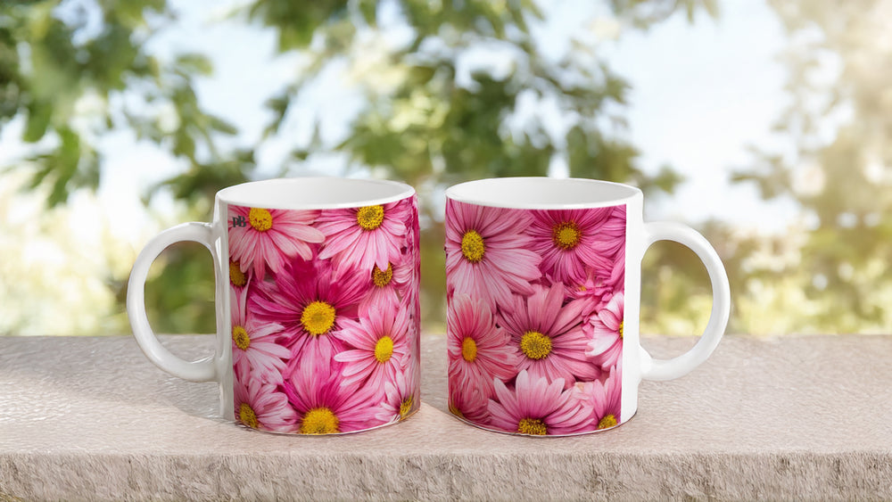 FLOWERS 01_PINK GERBERAS_11oz (32 cl) Ceramic Mug - PBDesigns