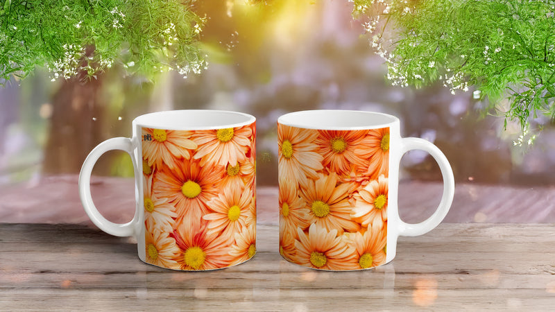 FLOWERS 04_ORANGE GERBERAS_11oz (32 cl) Ceramic Mug