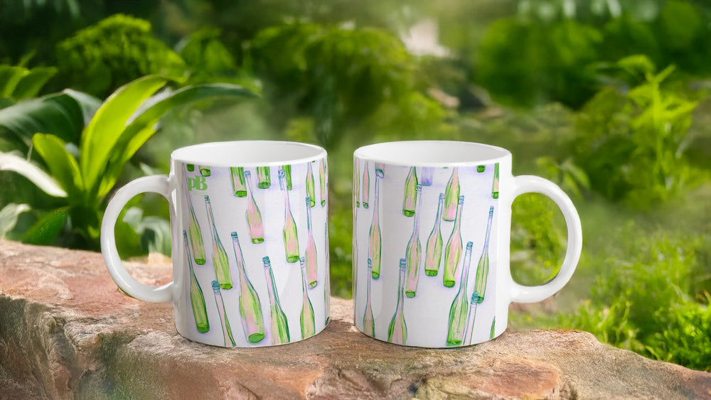 BOTTLES 03 GREEN_11oz (32 cl) Ceramic Mug - PBDesigns
