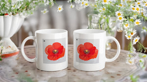 FLOWERS 18_POPPY SINGLE_11oz (32 cl) Ceramic Mug - PBDesigns