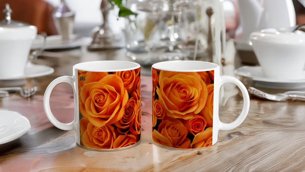FLOWERS 08_ORANGE ROSES_11oz (32 cl) Ceramic Mug - PBDesigns