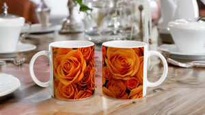 FLOWERS 08_ORANGE ROSES_11oz (32 cl) Ceramic Mug - PBDesigns