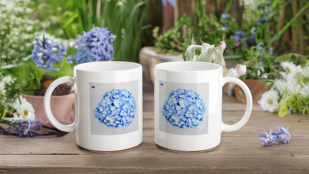 FLOWERS 14_ORTENSIA SINGLE BLUE_11oz (32 cl) Ceramic Mug - PBDesigns