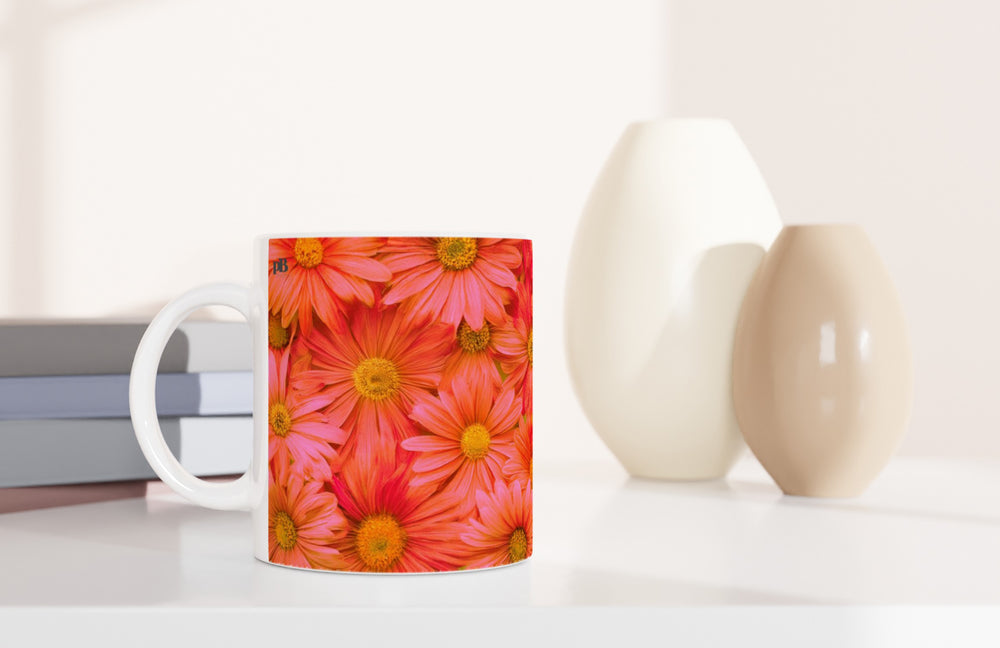 FLOWERS 05_DARK ORANGE GERBERAS_11oz (32 cl) Ceramic Mug - PBDesigns