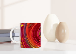 BIG SWIRL 02 RED-OLIVE_11oz (32 cl) Ceramic Mug - PBDesigns