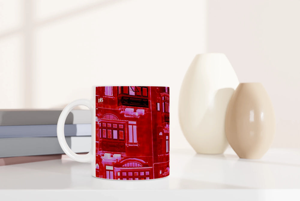 MALTA BALCONIES 06 RED_11oz (32 cl) Ceramic Mug - PBDesigns