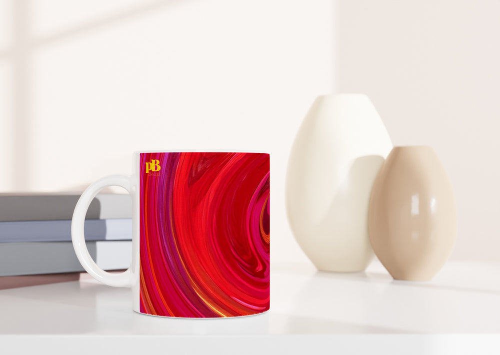 BIG SWIRL 01 RED_11oz (32 cl) Ceramic Mug - PBDesigns