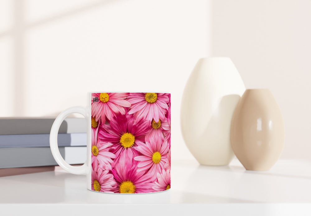 FLOWERS 01_PINK GERBERAS_11oz (32 cl) Ceramic Mug - PBDesigns