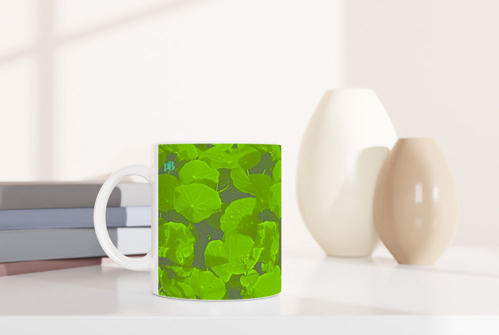 CAPUCINES 03 GREEN_11oz (32 cl) Ceramic Mug - PBDesigns