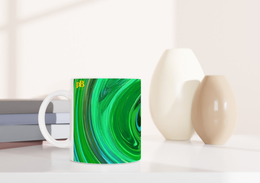 BIG SWIRL 07 GREEN_11oz (32 cl) Ceramic Mug - PBDesigns