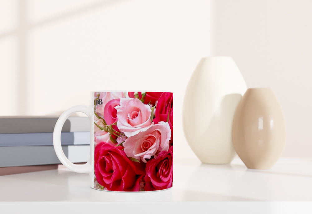 FLOWERS 07_RED-PINK ROSES_11oz (32 cl) Ceramic Mug - PBDesigns