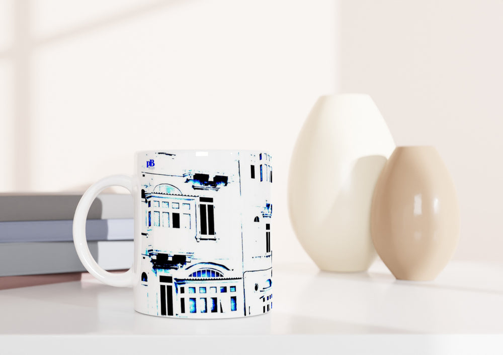 MALTA BALCONIES 20 XRAY BLUE_White 11oz (32 cl) Ceramic Mug - PBDesigns
