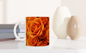 FLOWERS 08_ORANGE ROSES_11oz (32 cl) Ceramic Mug - PBDesigns
