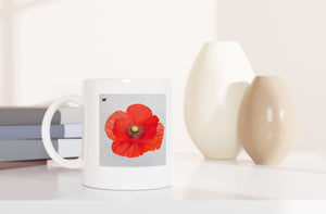 FLOWERS 18_POPPY SINGLE_11oz (32 cl) Ceramic Mug - PBDesigns