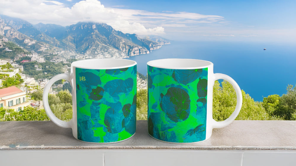 CAPUCINES 04 BLUE-GREEN_11oz (32 cl) Ceramic Mug - PBDesigns