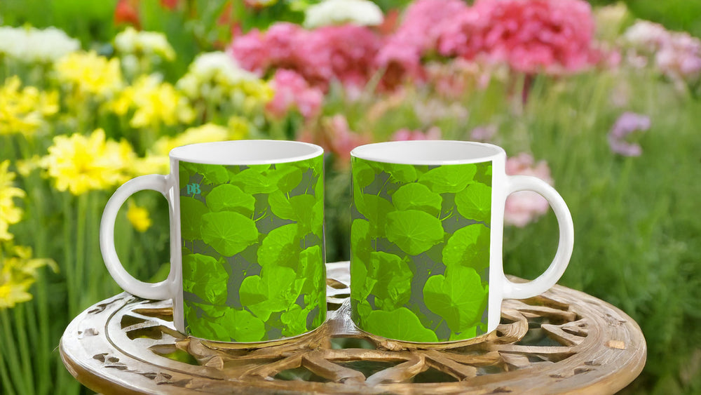 CAPUCINES 03 GREEN_11oz (32 cl) Ceramic Mug - PBDesigns