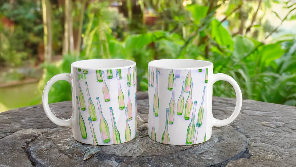 BOTTLES 03 GREEN_11oz (32 cl) Ceramic Mug - PBDesigns