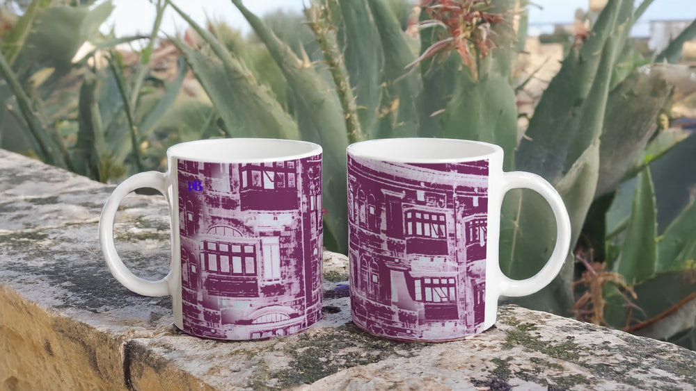 MALTA BALCONIES 14 AUBERGINE_11oz (32 cl) Ceramic Mug - PBDesigns