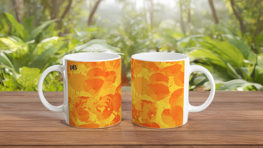 CAPUCINES 12 RED-GOLD_White 11oz (32 cl) Ceramic Mug - PBDesigns