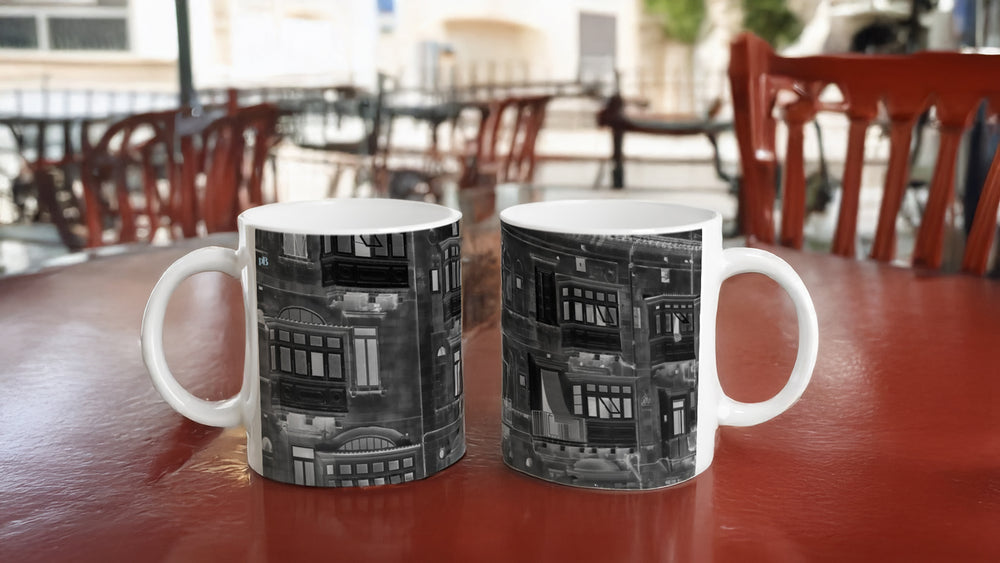 MALTA BALCONIES 01 BLACK_11oz (32 cl) Ceramic Mug - PBDesigns