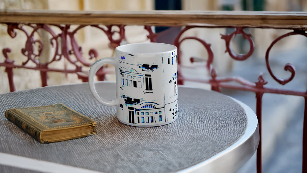 MALTA BALCONIES 20 XRAY BLUE_White 11oz (32 cl) Ceramic Mug - PBDesigns