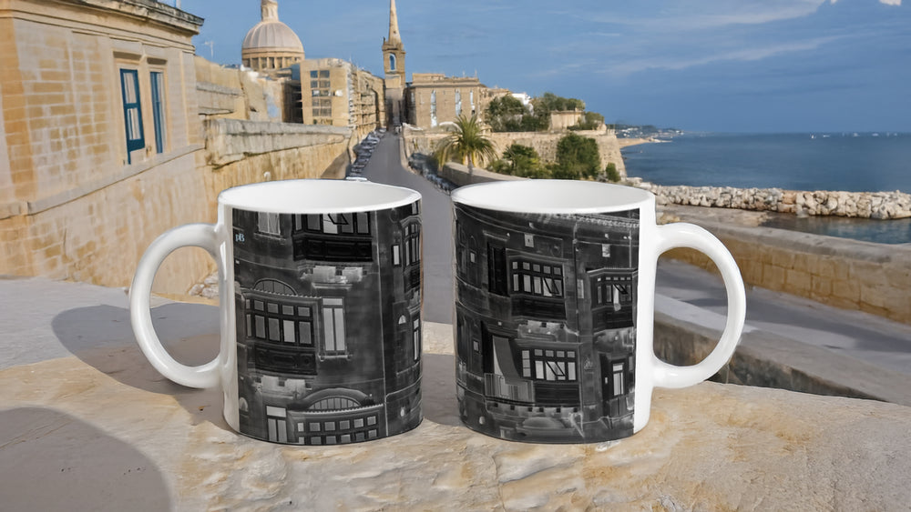 MALTA BALCONIES 01 BLACK_11oz (32 cl) Ceramic Mug - PBDesigns