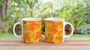 CAPUCINES 12 RED-GOLD_White 11oz (32 cl) Ceramic Mug - PBDesigns